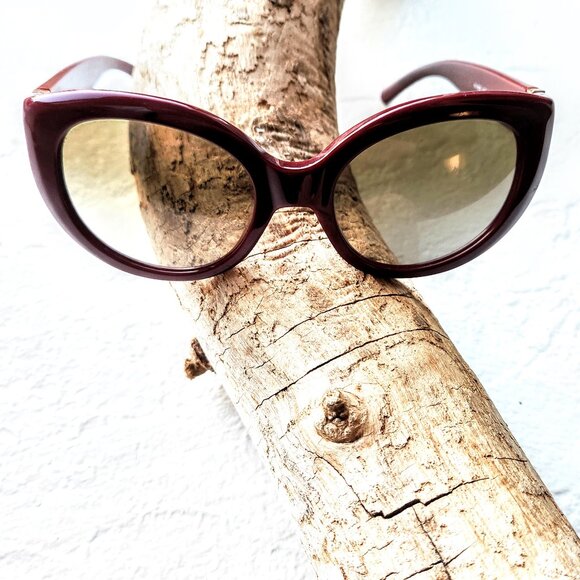 Vintage TORY BURCH oval  cat\'s-eye burgundy/gold sunglasses main image 8